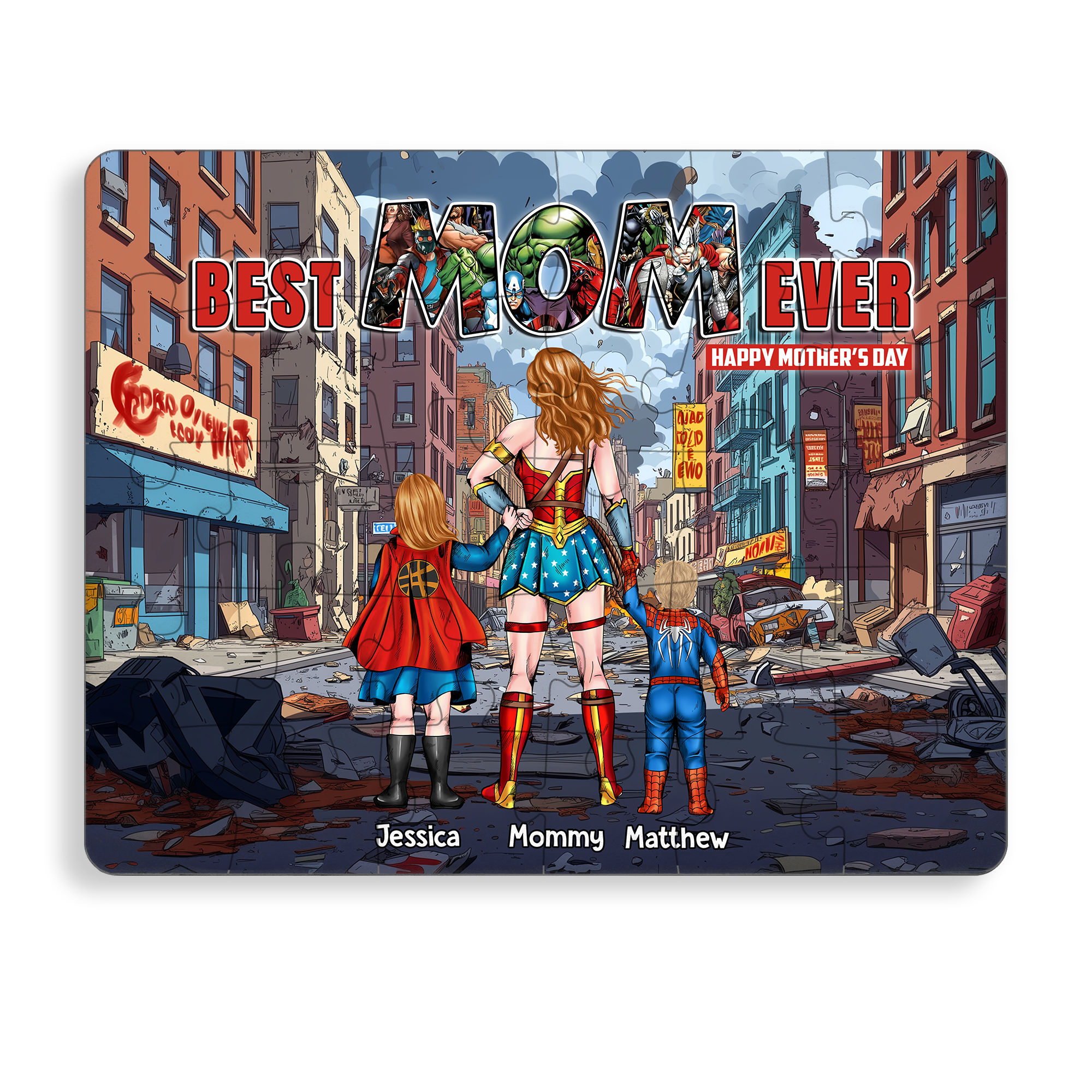 Personalized Super Hero Mom Puzzle Custom Name Gift for Mother Puzzle GradoCreations