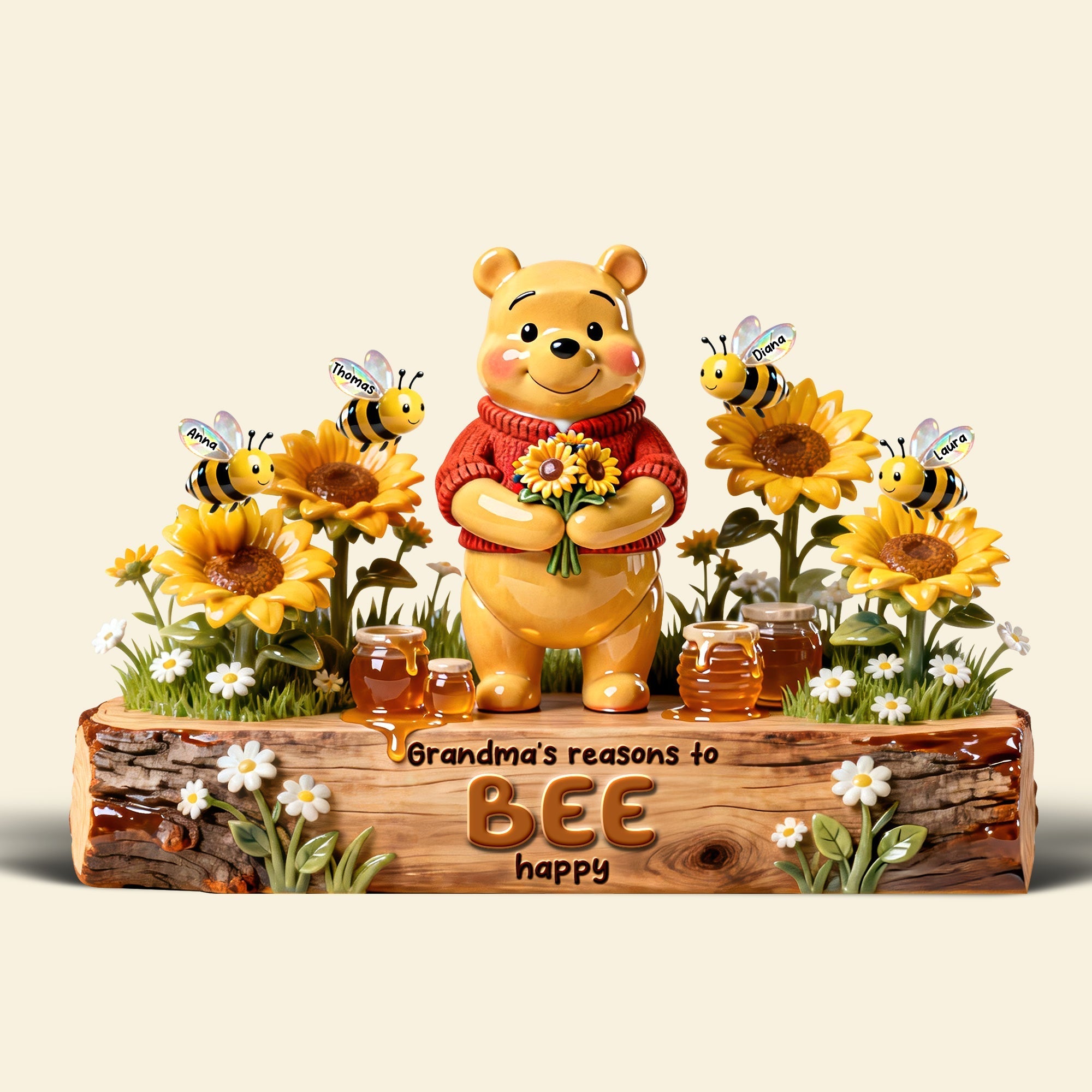 Personalized Acrylic Plaque Gift for Grandma with Bees & Flowers Acrylic Plaque GradoCreations