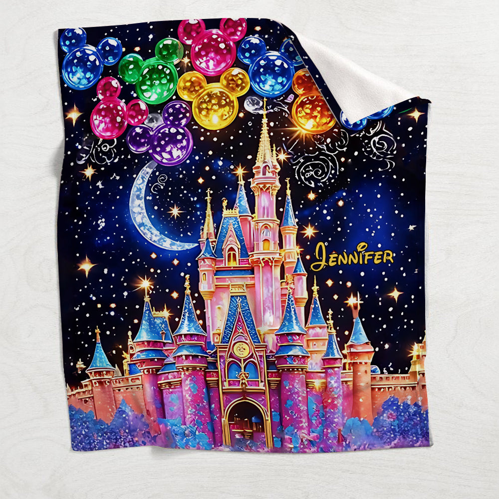 Personalized Disney Castle Blanket Custom Name Gift for Fans