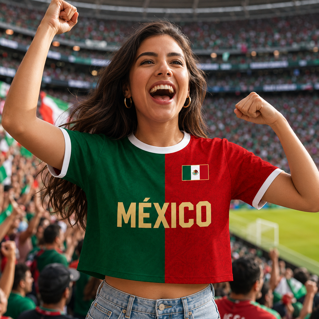 Personalized Mexico Soccer Jersey Crop Tee Custom Name Gift for Football Fans