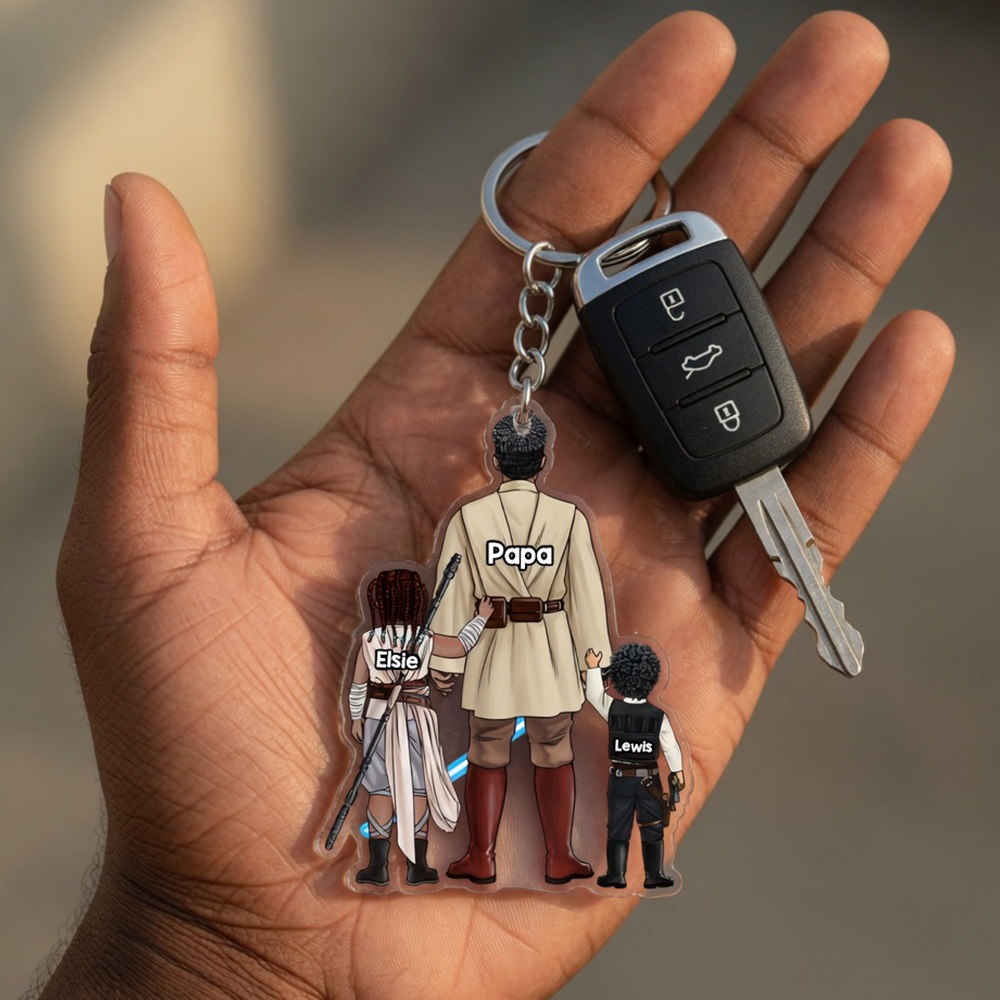 Personalized Space Warrior Acrylic Keychain Gift for Dad