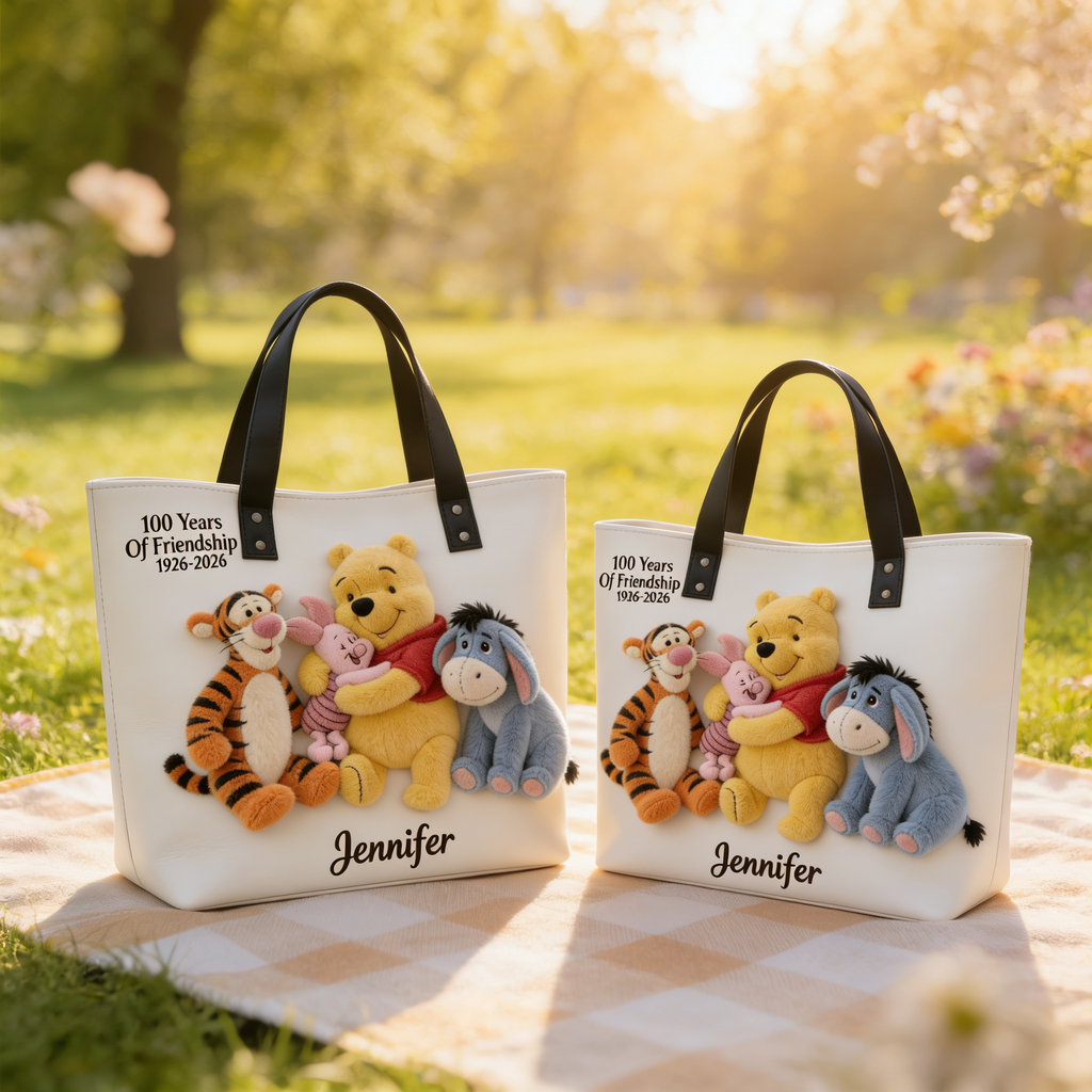 Personalized Winnie the Pooh Tote Bag Custom Name Gift for Movie Fans