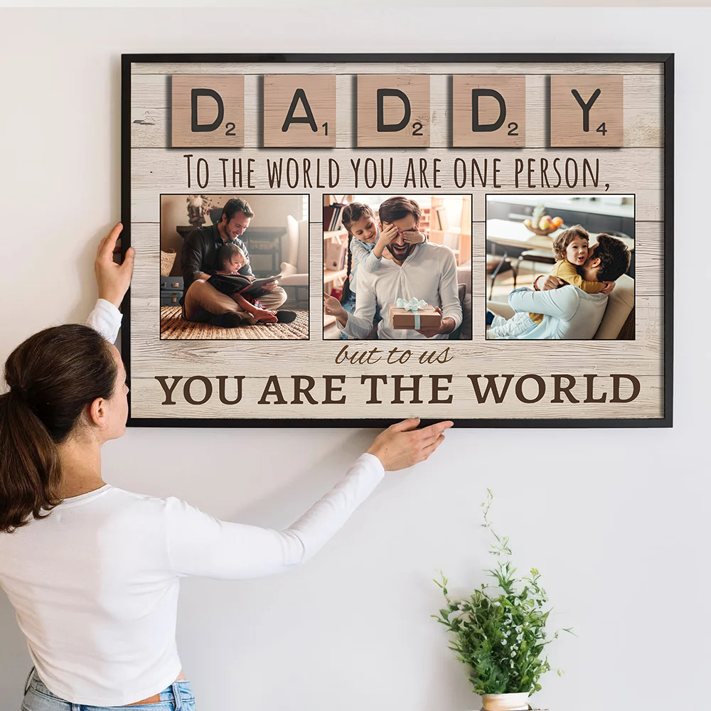 Personalized Photo Canvas Dad Gift You Are The World
