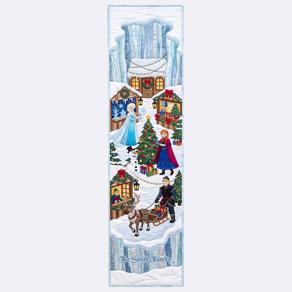 Personalized Winter Village Table Runner Christmas Gift for Family Quilt Table Runner GradoCreations