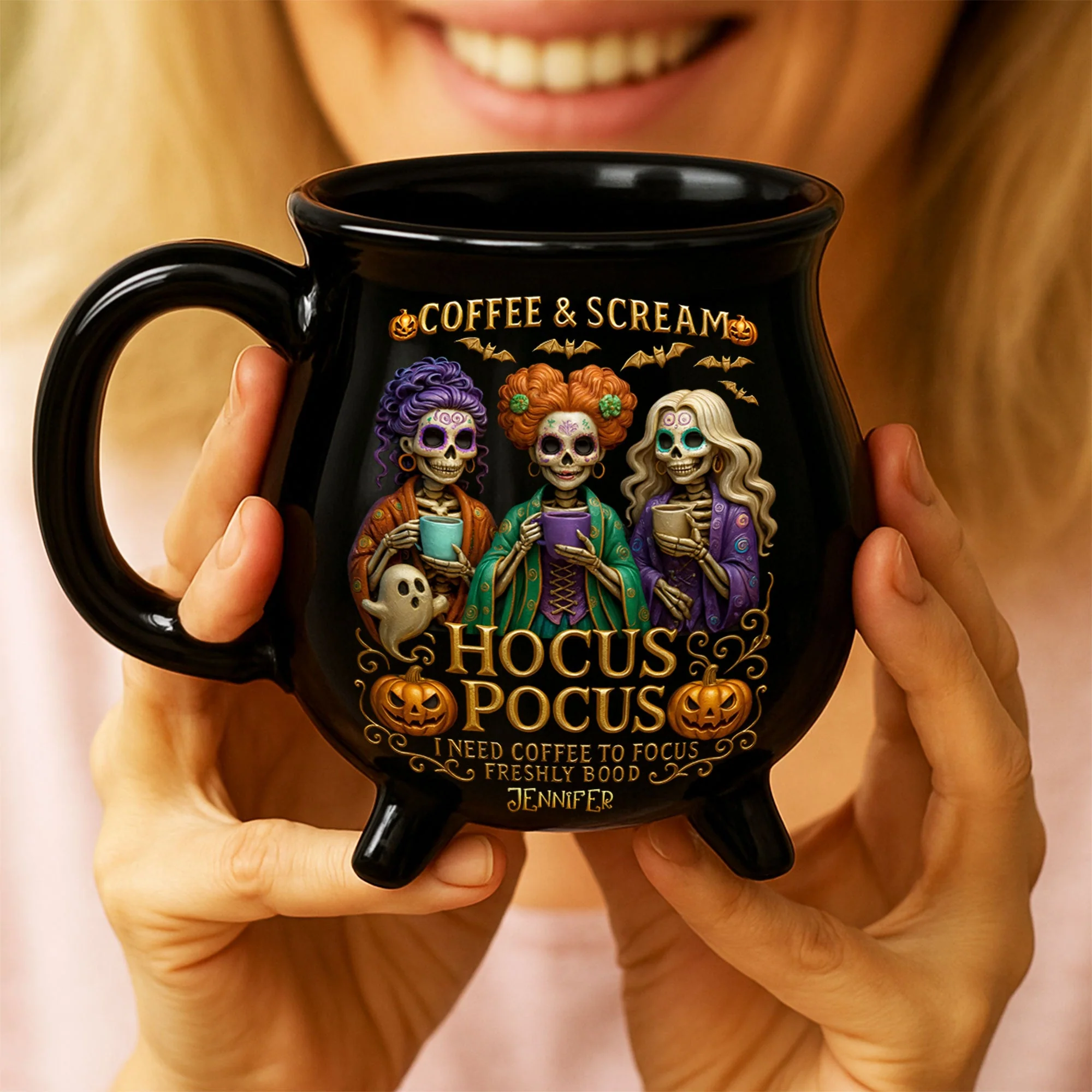 Personalized Cauldron Coffee Mug Unique Halloween Gift Cauldron Coffee Mug GradoCreations