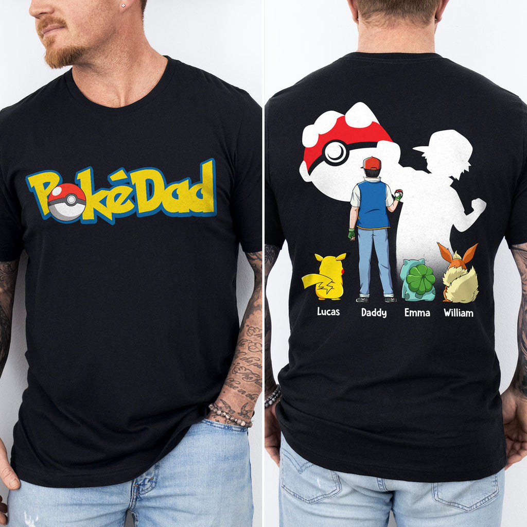 Personalized Best PokéDad Ever Shirt Custom Names Gift for Dad