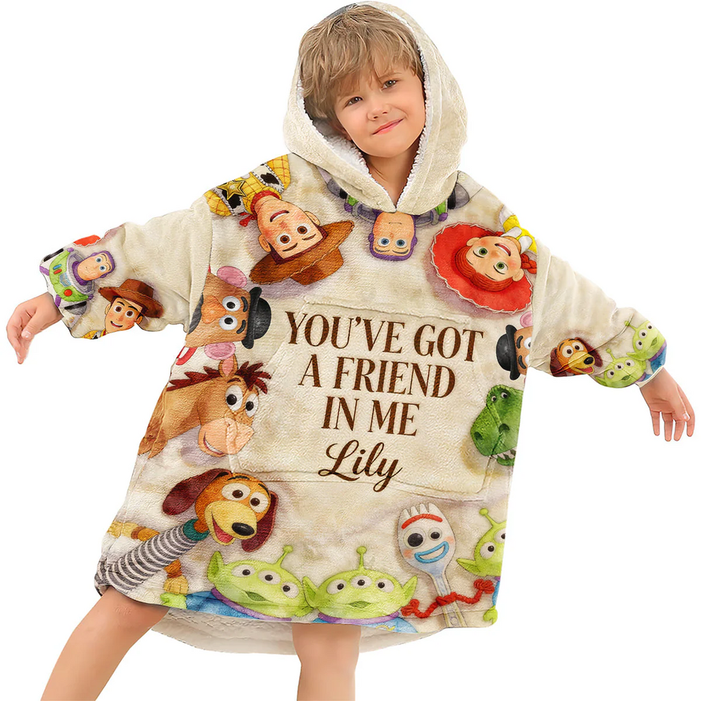 Personalized Blanket Hoodie Featuring Toy Story Characters Gift for Kids