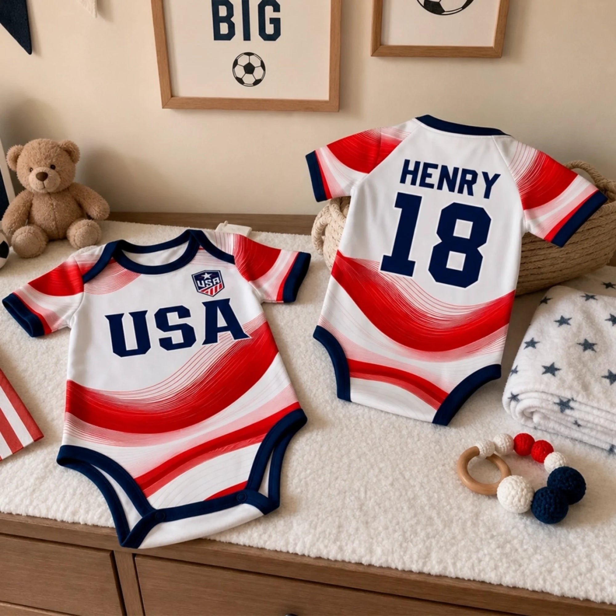 Personalized Baby Jersey Bodysuit France Soccer Gift for New Parents