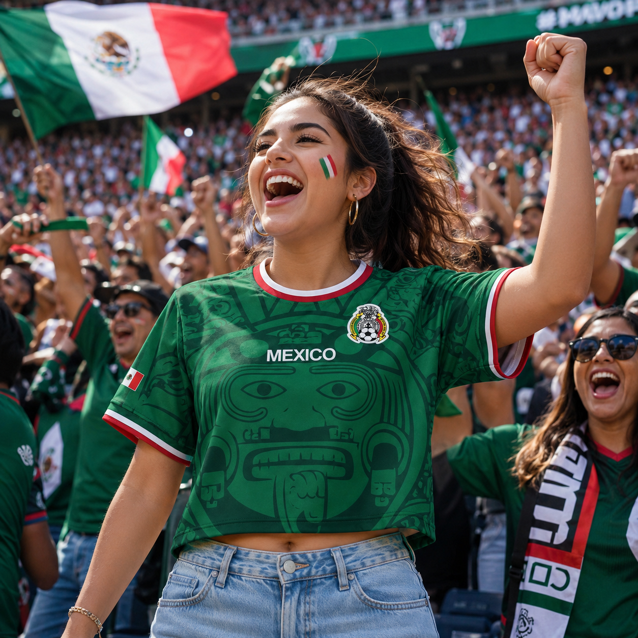 Personalized Mexico Soccer Jersey Crop Tee Custom Name Gift for Football Fans