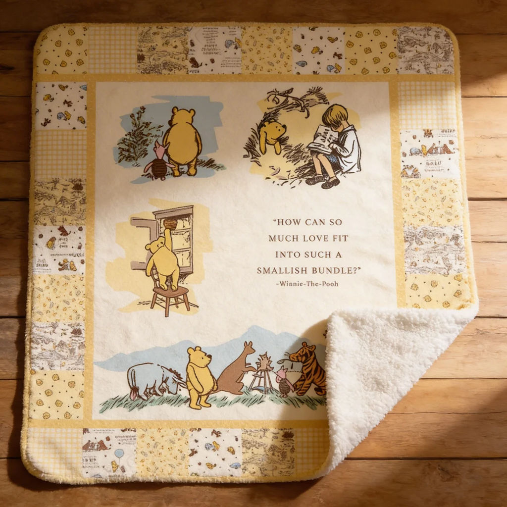 Personalized Winnie the Pooh Blanket Custom Name Gift for Movie Fans