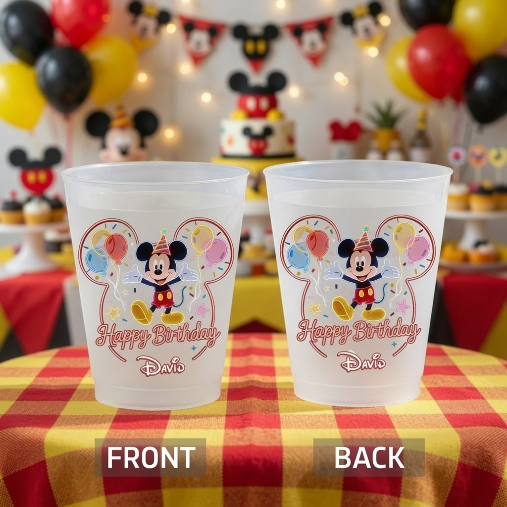 Personalized Frosted Birthday Cup with Mickey Mouse Design - 12oz/16oz Gift for Kids Frosted Cups GradoCreations