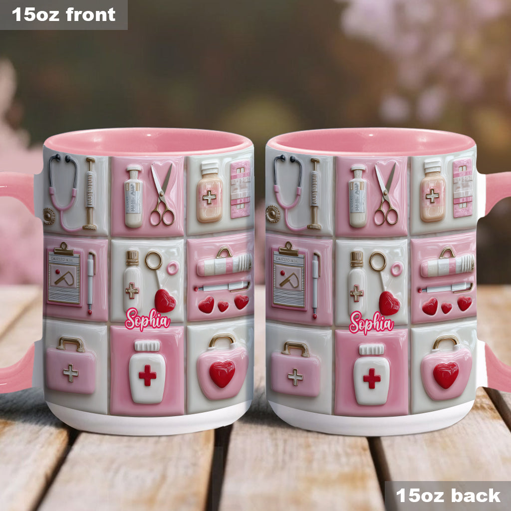 Personalized Nurse Life Accent Mug Gift for Her - Custom Name