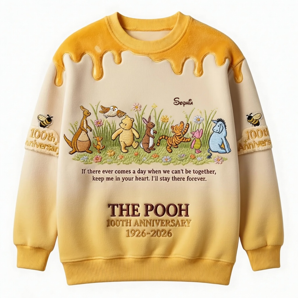 Personalized Winnie the Pooh 100th Anniversary AOP Shirt Gift for Movie Fans