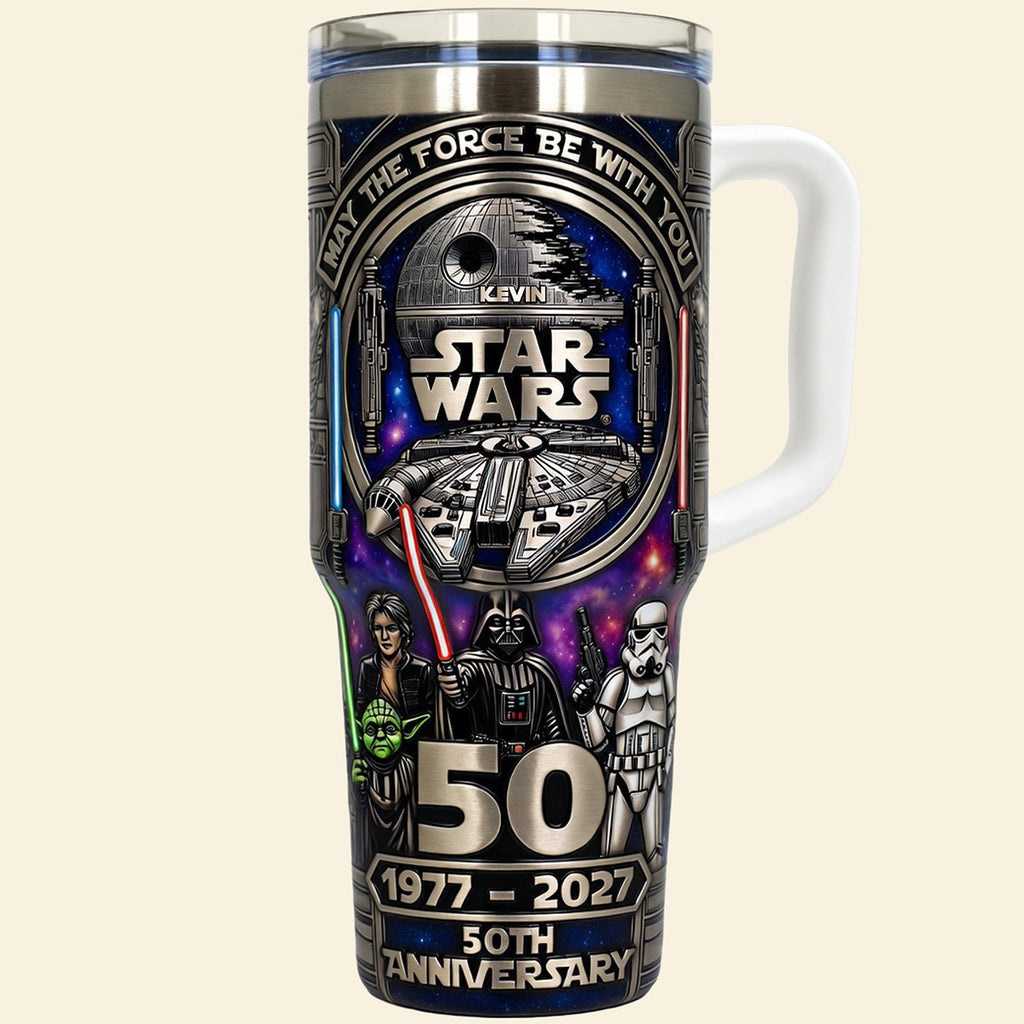Personalized 50th Anniversary Star Wars Tumbler 40oz Cup Gift for Movie Fans