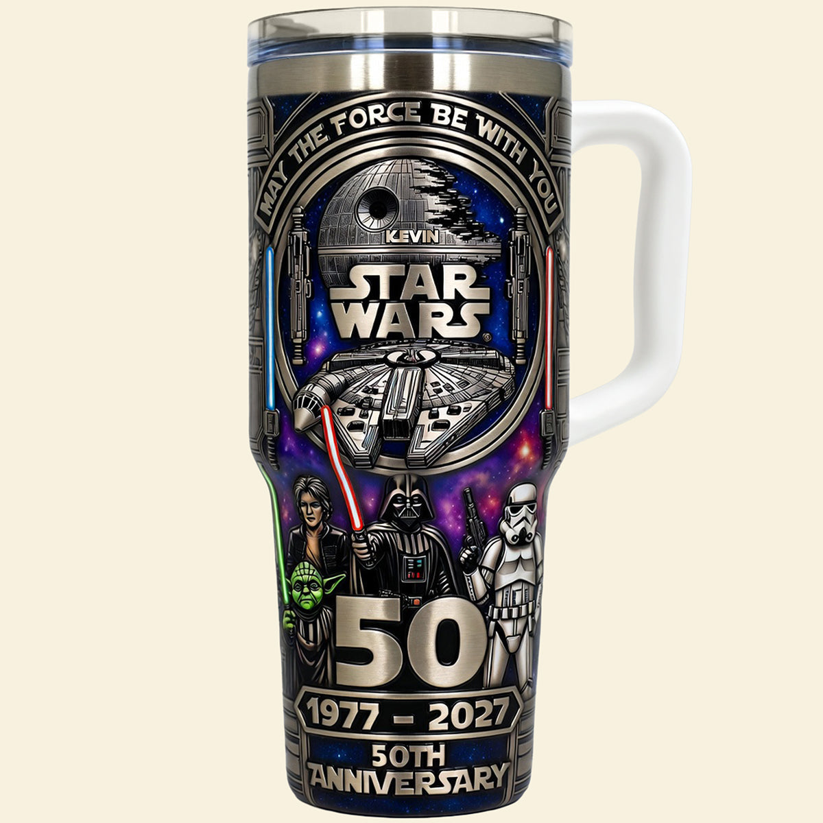 Personalized 50th Anniversary Star Wars Tumbler 40oz Cup Gift for Movie Fans