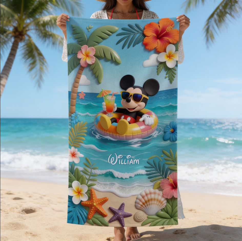 Personalized Beach Towel with Summer Vibes for Travelers