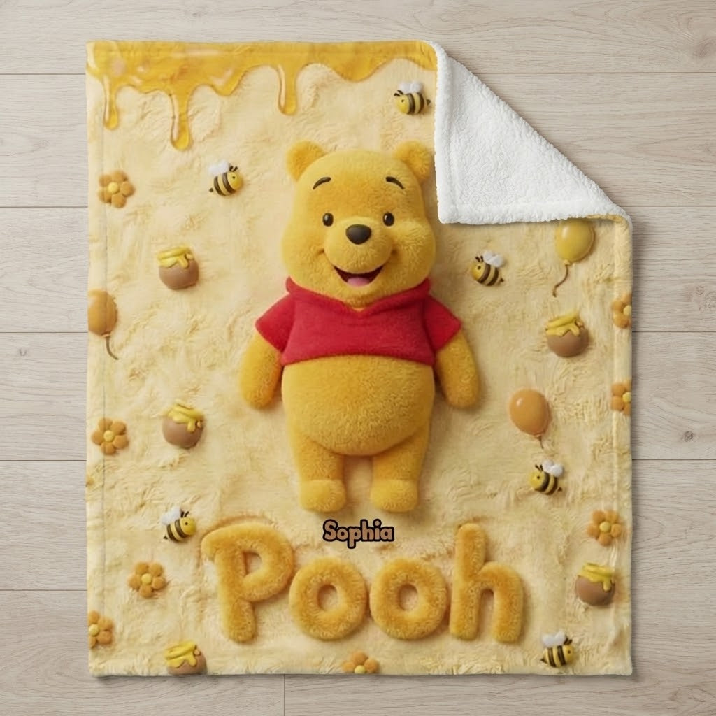 Personalized Honey Bear Blanket Custom Name Gift for Fans
