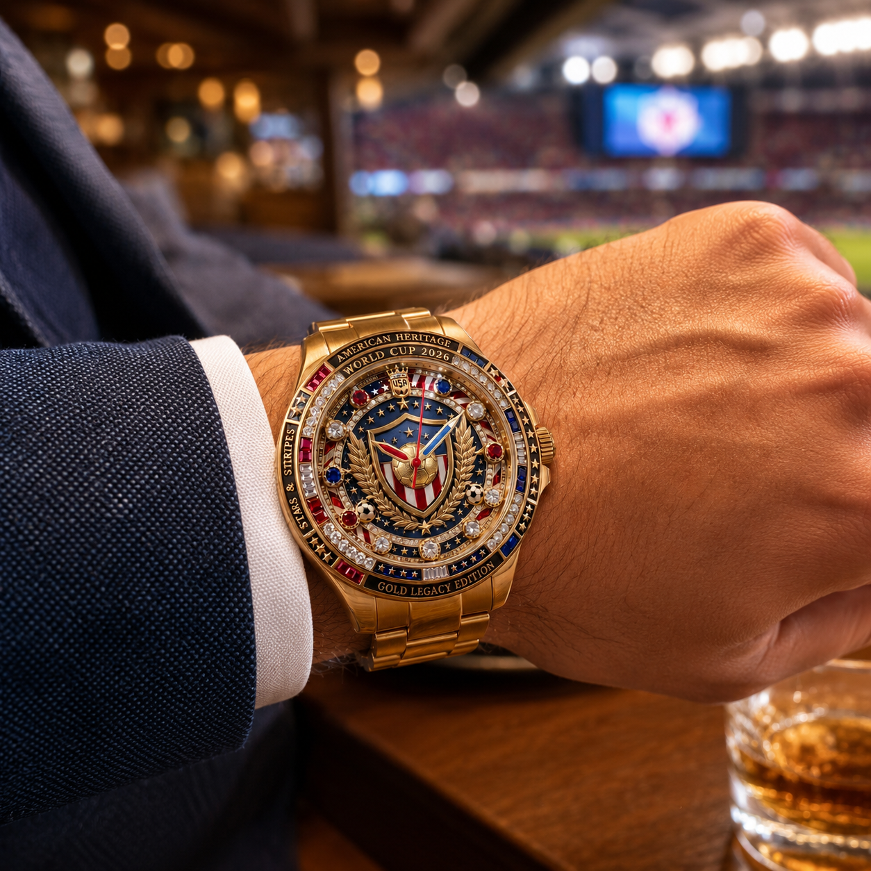 Personalized USA Flag Men's Wrist Watch Gift for Football Fans
