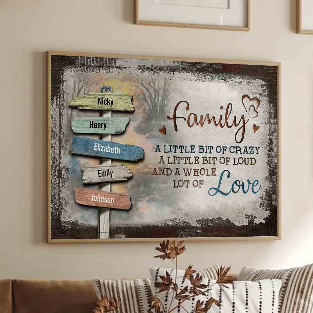 Personalized Family Name Rustic Canvas Sign Gift for Parents