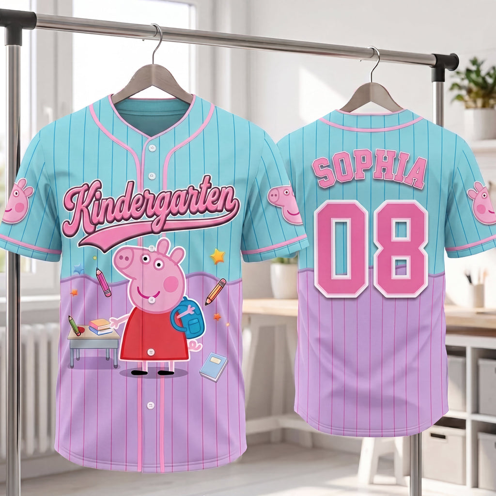 Personalized Kids Baseball Jersey with Pig Design for Back to School Gift Kid Baseball Jersey GradoCreations