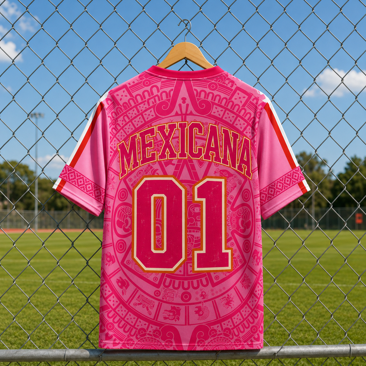 Personalized Aztec Calendar Pink Soccer Jersey Gift for Football Lovers
