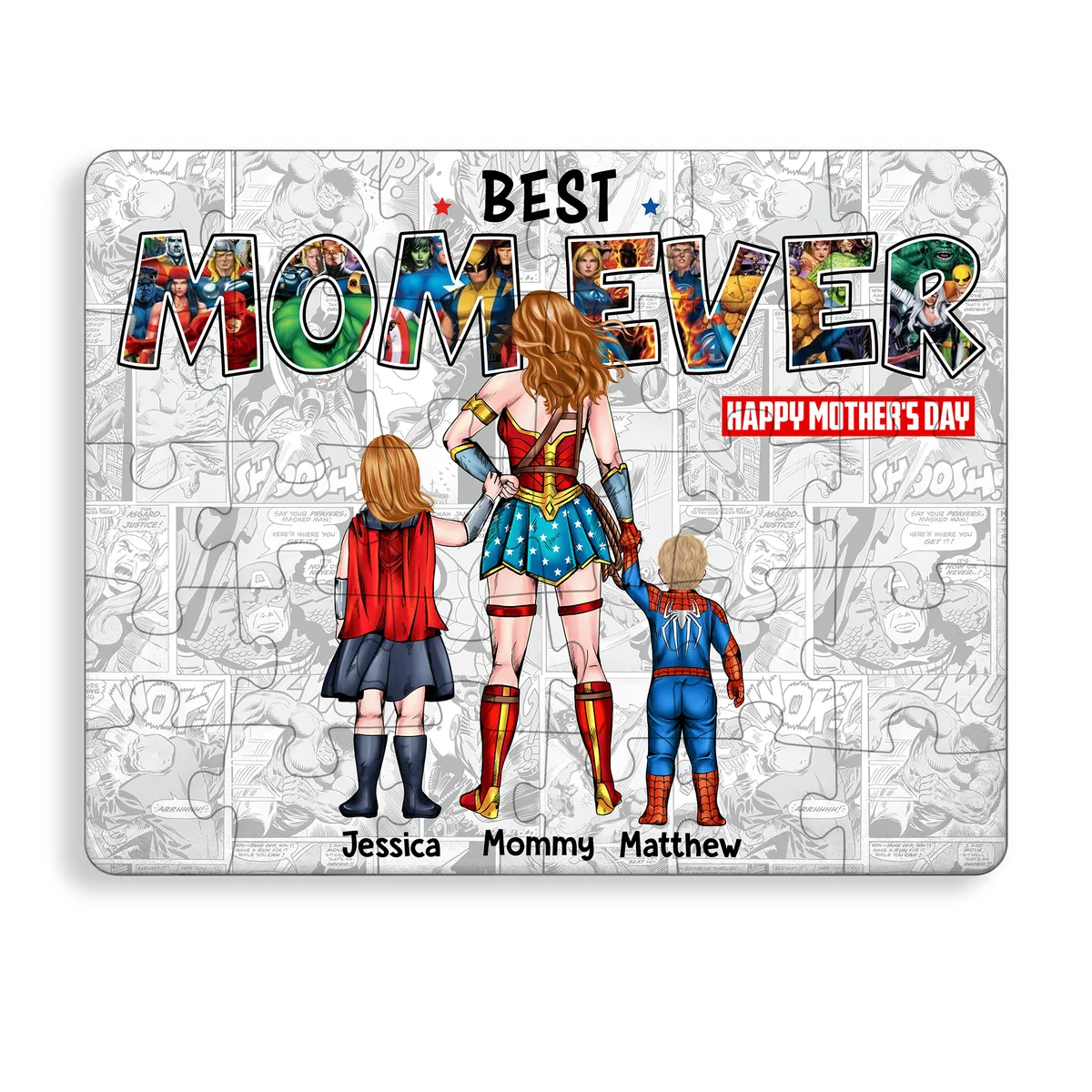 Personalized Best Mom Ever Puzzle Custom Family Gift for Mom