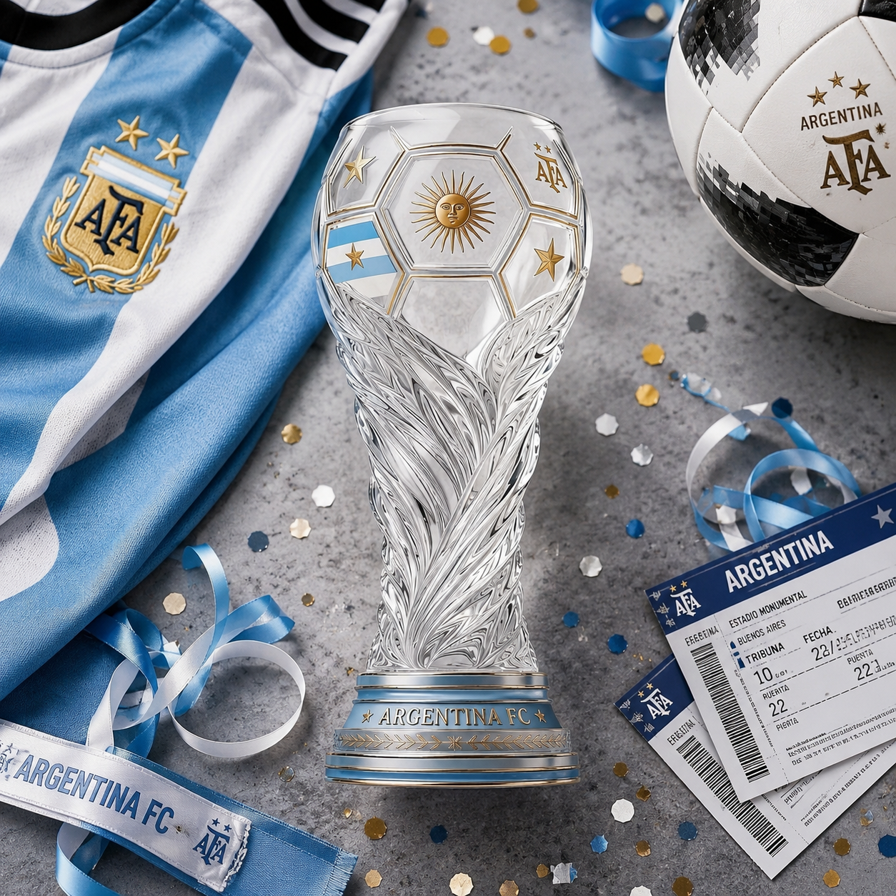 Personalized Trophy Beer Glass for Argentina Football Fans Gift
