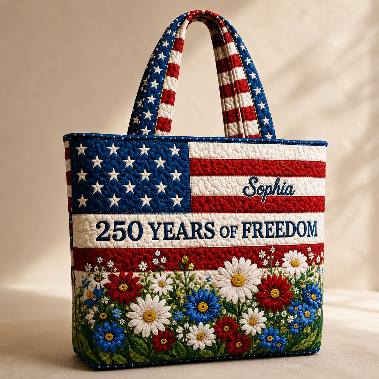 Personalized Quilted Tote Bag 250 Years of Freedom Gift for Her