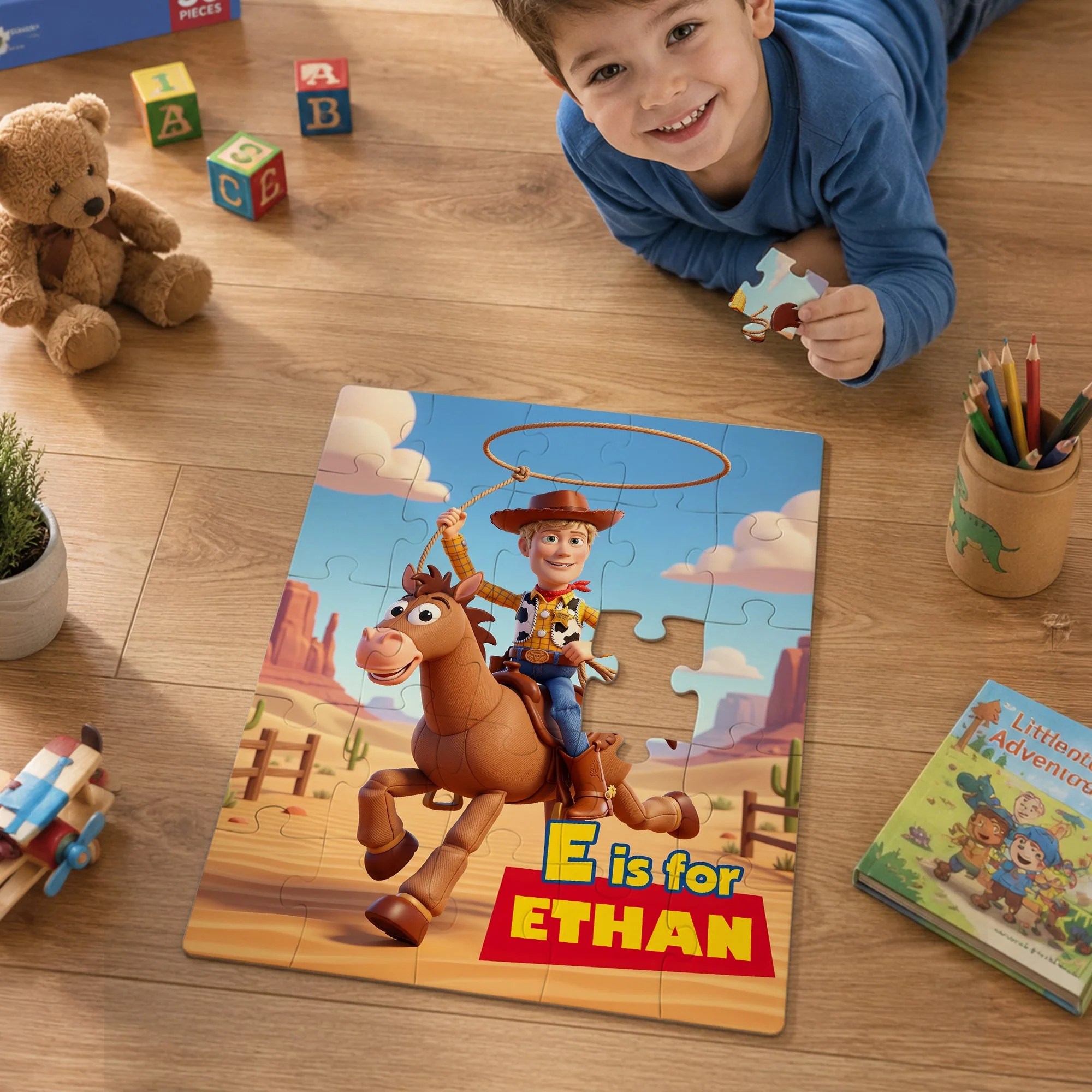 Personalized Cowboy Photo Puzzle Custom Name Toy Gift for Kids