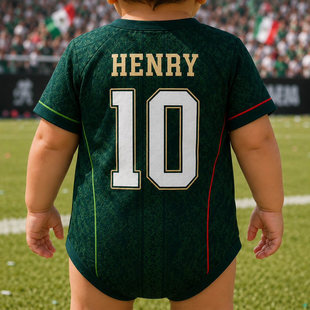 Personalized Mexico Soccer Baby Bodysuit Custom Name Gift for New Parents