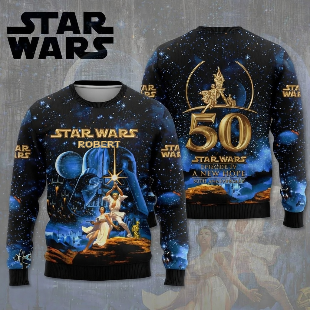 Personalized Star Wars 50th Anniversary AOP Shirt Gift for Movie Fans