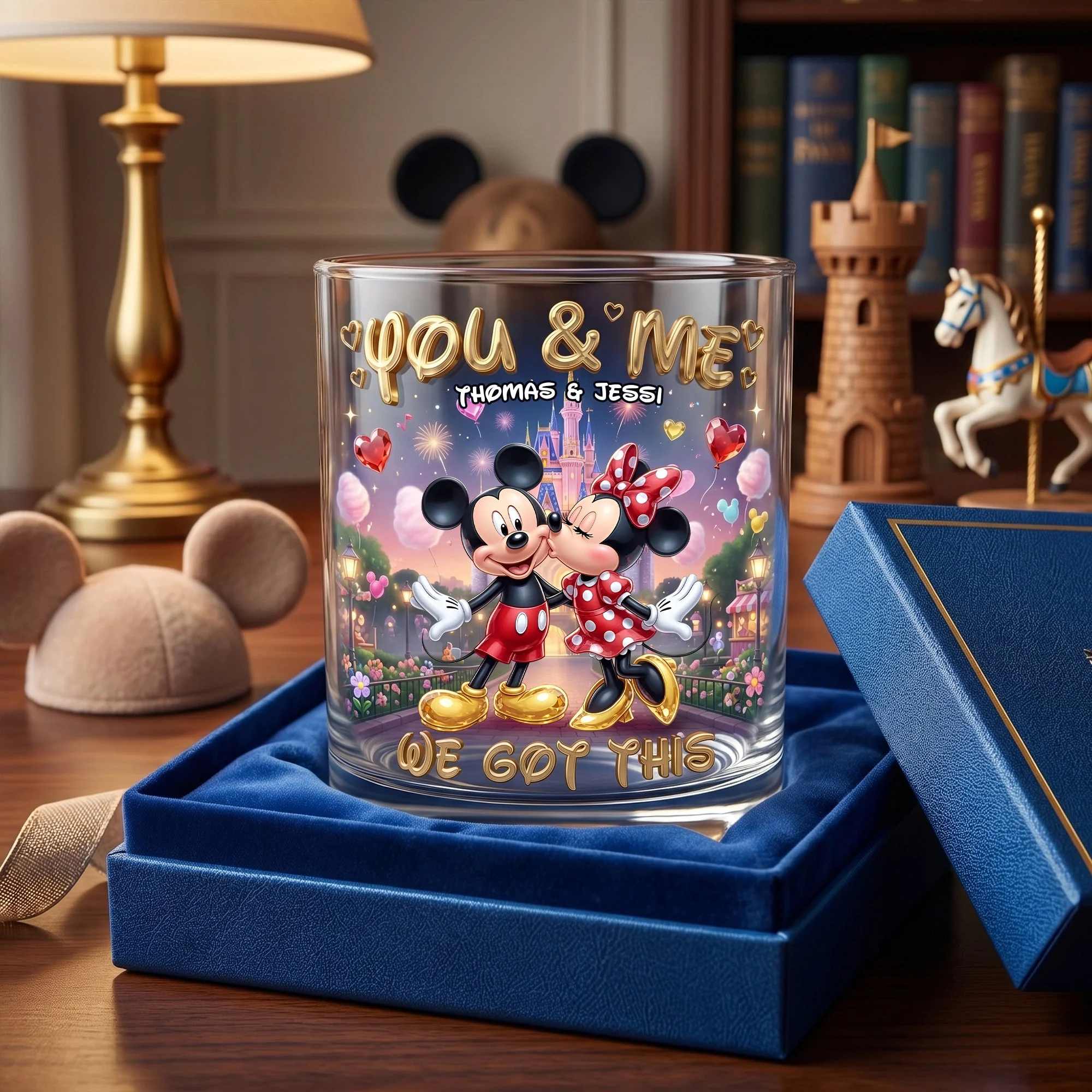 Personalized Couple Whiskey Glass with Engraved Names - Custom Gift