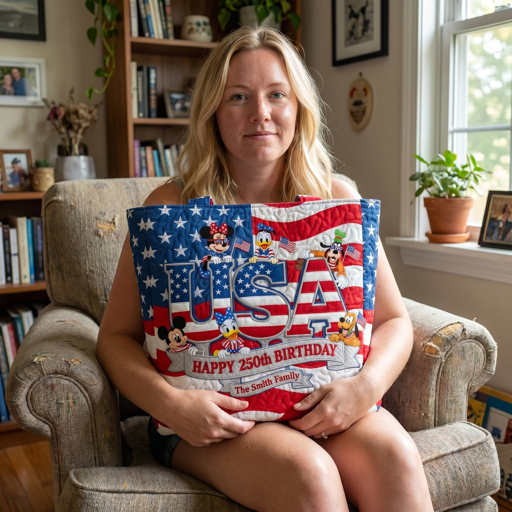 Personalized Quilted Tote Bag USA Freedom Theme Independence Gift