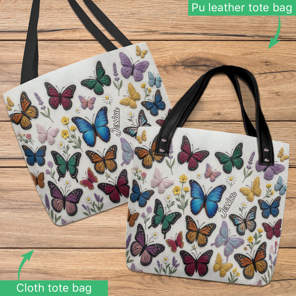 Personalized Butterfly Tote Bag Custom Name Gift for Her