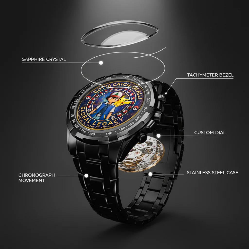 Personalized Hand Watch Gotta Catch 'Em All Gift for Movie Fans