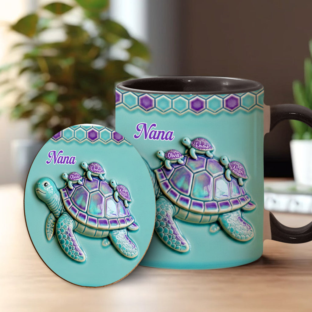 Personalized Grandma Accent Mug with Turtle Design Gift for Nana