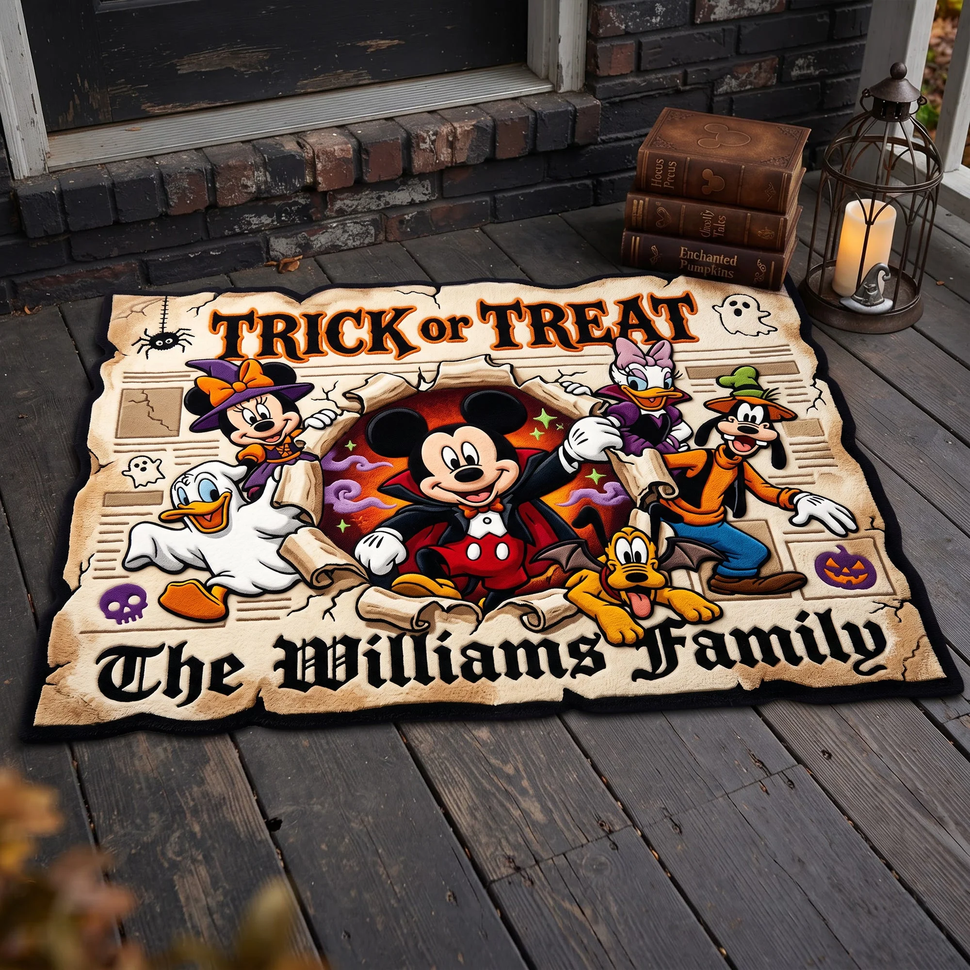 Personalized Halloween Doormat Custom Family Name Trick or Treat Design Door Mat GradoCreations