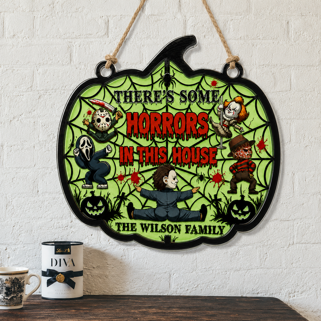 Personalized Luminous Halloween Sign with Family Name - Spooky Home Decor Luminous Wooden Sign GradoCreations