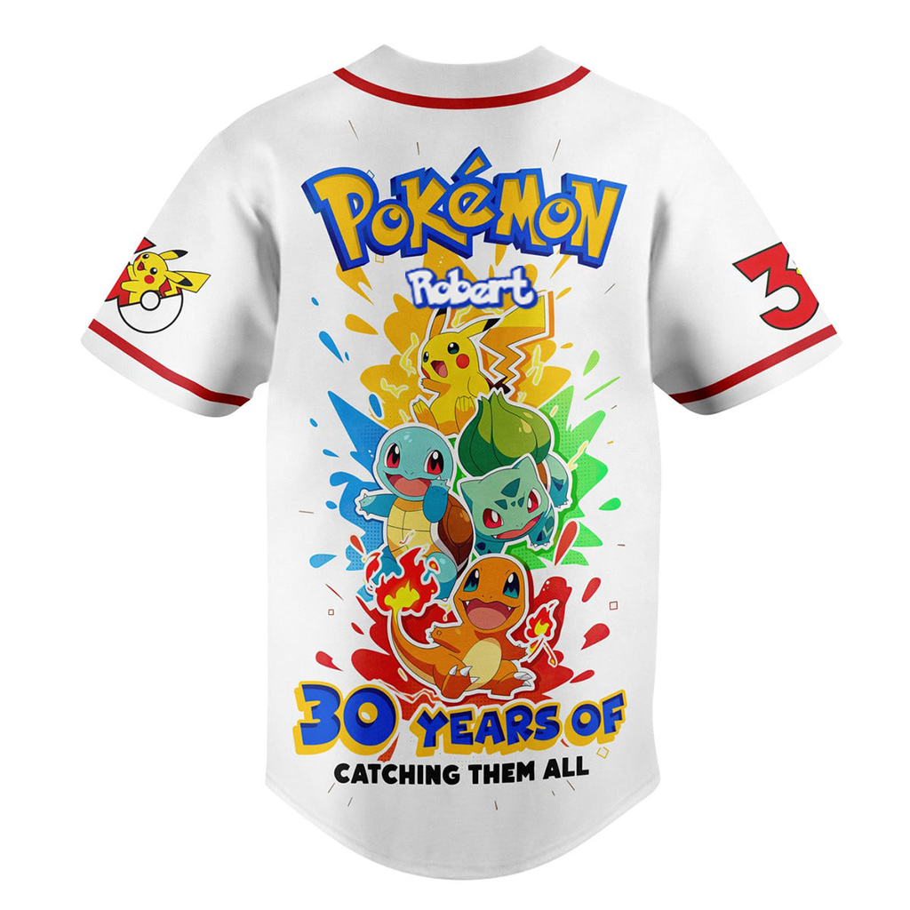 Personalized Pokémon Baseball Jersey Custom Name Gift for Fans