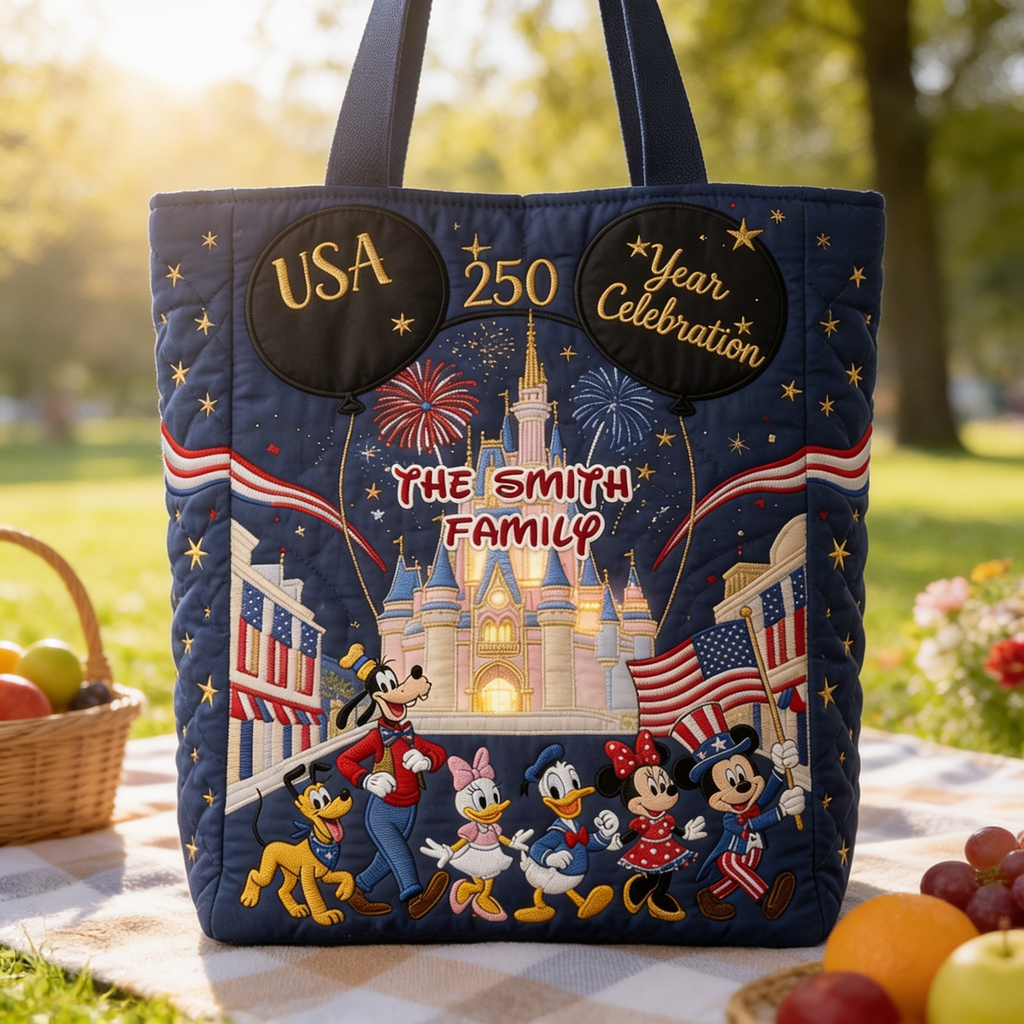 Personalized Quilted Tote Bag USA 250th Anniversary Gift