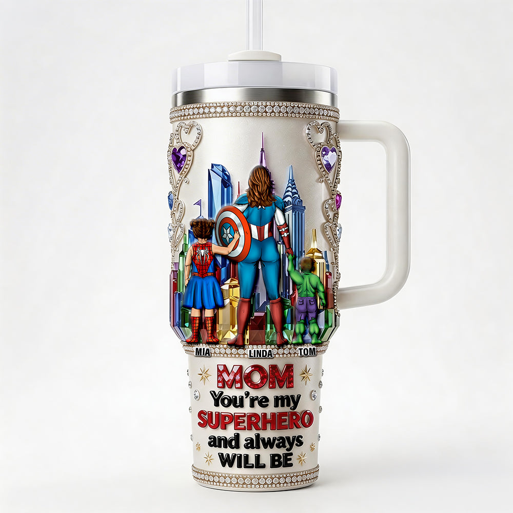 Personalized Mom Tumbler Superhero Gift | Custom Insulated Drinkware