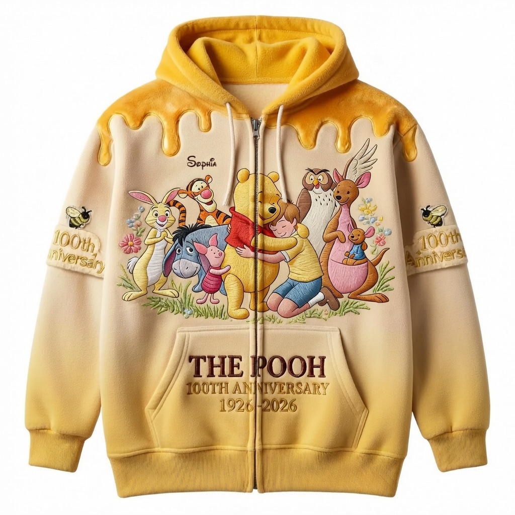 Personalized Pooh Bear 100th Anniversary AOP Shirt Gift for Movie Fans