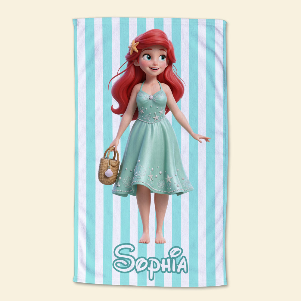 Personalized Beach Towel with Disney Princesses for Kids Vacation Gift