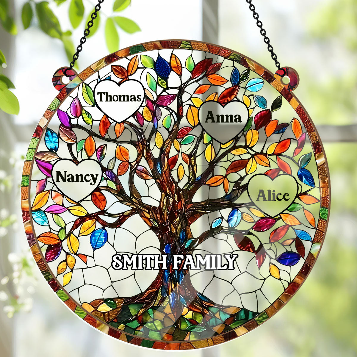 Personalized Family Tree Suncatcher Gift for Grandma, Mom