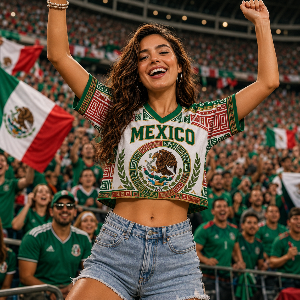 Personalized Mexico Soccer Crop Top Jersey Custom Name Number Gift for Football Fans