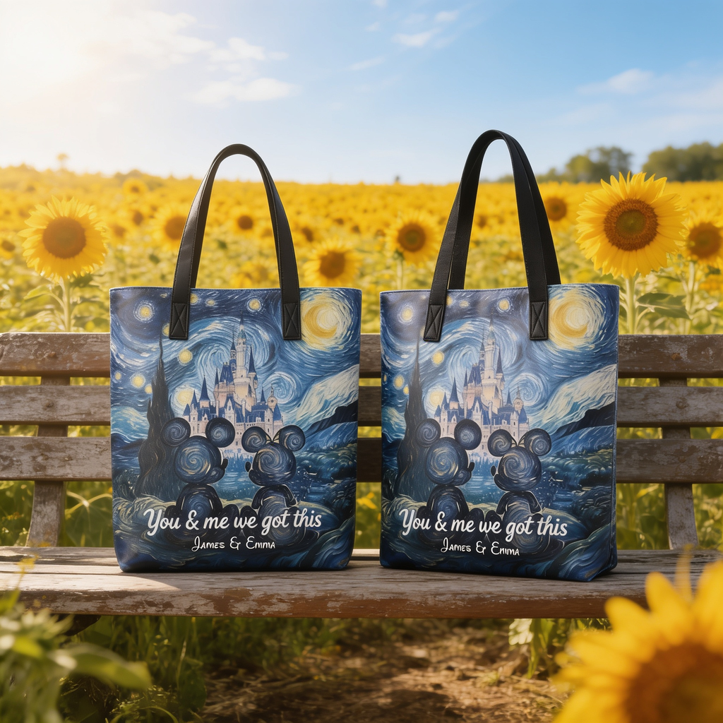 Personalized Couple Tote Bag Custom Name Gift Idea