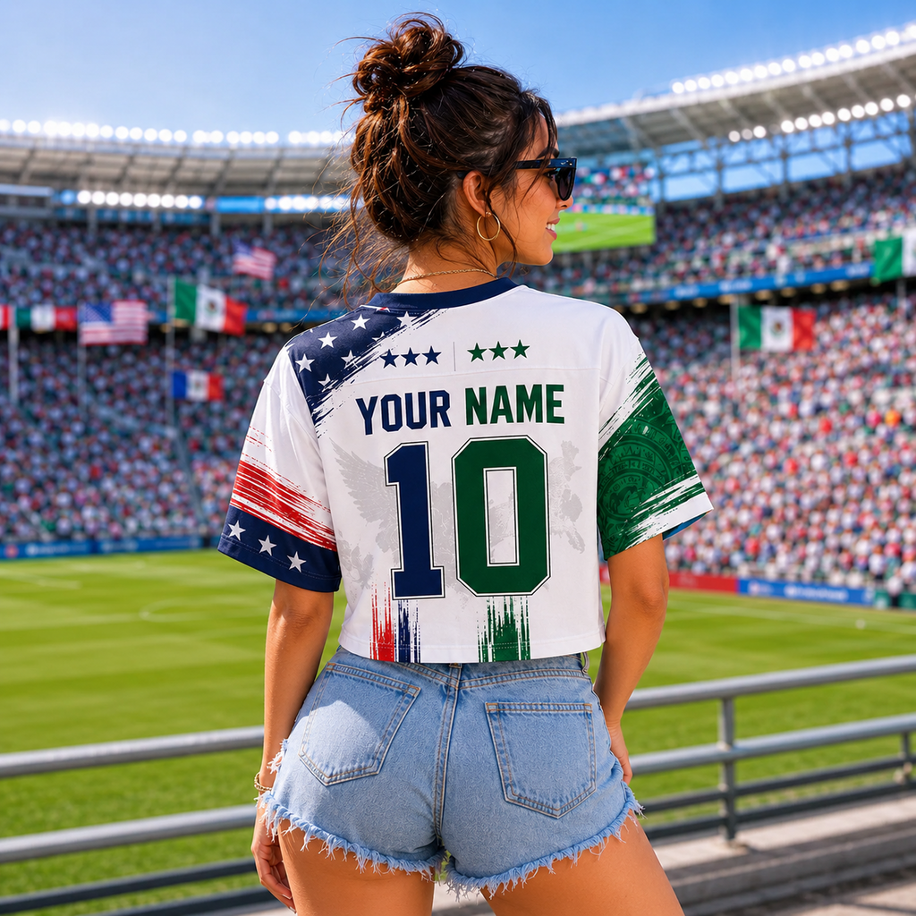 Personalized USA Mexico Soccer Crop Top Jersey Gift for Fans