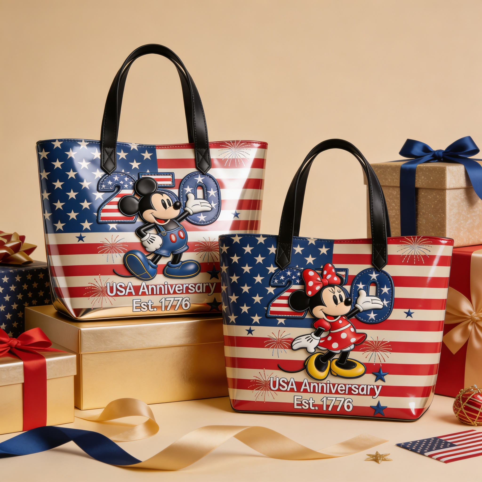 Personalized Cute Animals Tote Bag US 250th Anniversary Gift