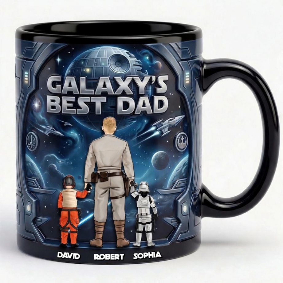 Personalized Galaxy's Best Dad Coffee Mug Custom Name Gift for Father's Day