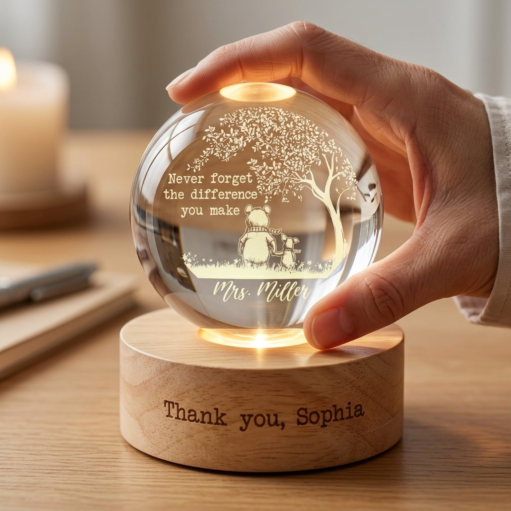 Personalized Crystal Globe Lamp Gift for Teacher Thank You